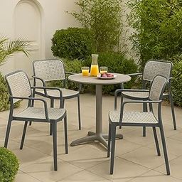 Creative Cafe Chair Elegant Outdoor Dining Set Featuring Rattan-Style Chairs and a Sleek Round Bistro Table.Ideal for Garden, Patio, or Balcony setups with a Modern | (Pack of 4) (4, Grey)-picture-22