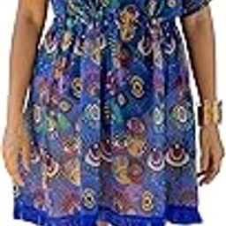 Women's Georgette Evil Eye Printed Beachwear Kaftan Dress Coverup, Resort Vacation Wear-18