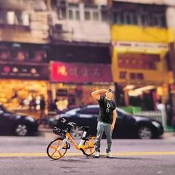Fashion My Day 1/64 Tiny People with Bike Micro Landscape Road Children Toys Decoration Yellow-image-67