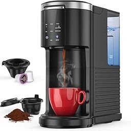 COWSAR Single Serve Coffee Maker, Coffee Brewer for K-Cups Pods and Ground Coffee, Capsule Coffee Machine with 40 oz Water Tank, 5 Brew Sizes Up To 14 Oz, Black-image-1