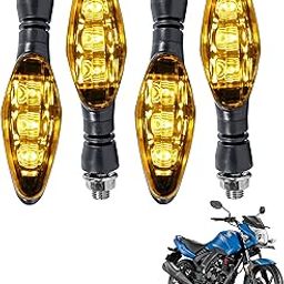 Miwings Universal Motorcycle Bright LED Amber Turn Signal Light Indicator Brake Lamps For Honda Unicorn (4.Pcs Amber Color Indicator)-10