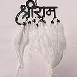 Vm Store Shree RAM White Dream Catcher Hand Made for Positive Vibes, Wall Decor car Hanging Made with Acrylic Material of Feathers-picture-12