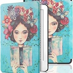 SwooK Classic Printed Magnetic Flip Cover Case for All New Kindle 10th Generation 2019 Release Model: J9G29R Flip Case Smart Folio Cover Case (Not for 10th Gen 2018 Kindle) (Reading Girl)-picture-11