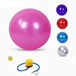 HOMESHOPPER Anti-Burst Fitness Exercise Stability Balance Yoga Ball - Swiss Birthing Gym Ball 55 cm with Foot Pump (Random Color)-image-67