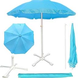 RAINPOPSON Garden Umbrella Outdoor Big Size 8ft with Stand Light Blue Color Big Size Outdoor Waterproof Umbrella Heavy Duty Cloth with Patio Garden Outdoor Umbrella (8ft) (Light Blue)-picture-17