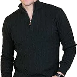 dzant Men's Sweater's Winter wear Polo Neck Full Sleeve Half Zipper Woolen Knitted Pullover-picture-6
