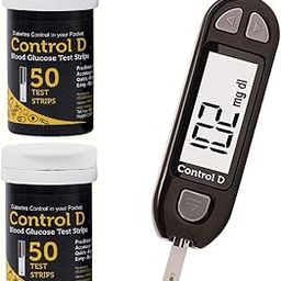 Control D Blood Glucose Monitor (Pack of 100 Strips, Black)-15