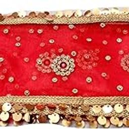 BriKSHi Devi MATA ki chunari ||Durga chunari, chunri/Navratri/Kanya Pujan chunari (Red) Pack of 2 10Inch || G66-53