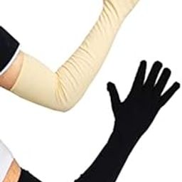 Geocell UV Sun Protection Driving Hand Gloves for Women (Pack of 1) - Combed Cotton Elbow Length Arm Sleeves for Outdoor Sports - Soft Long Gloves for Summer Winter - Free Size (1 Pair)-picture-8