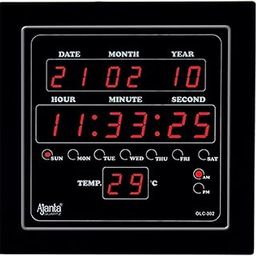 Ajanta Quartz OLC - 302 Plastic Digital Red LED Square Wall Clock (Black, 25.4 cm x 25.4 cm x 3.5 cm)-image-26