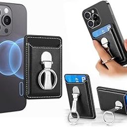 ZORBES® Phone Card Ring Holder Strong Magnet 2 in 1 Phone Ring Holder Card Holder PU Card Organizer for Phone 360 ° Rotatable Metal Magnet Ring Holder for iPhone 15/14/13/12 Series-picture-6