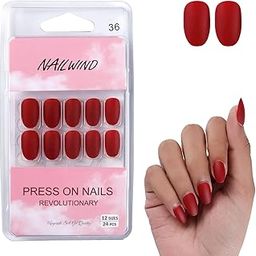 NAILWIND 24 Natural French Short False Nails Acrylic Full Cover Nails,Natural Fake Nails Delicate & Comfortable for Women and Girls (N36, 24 Count -Pack of 1)-18