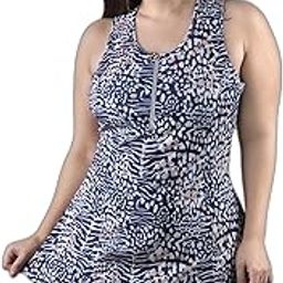 Plus Size Printed Front Zipper Padded Swim top with boy-Shorts for Women | Swimming Suit for Women-picture-32