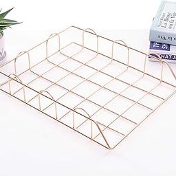 oddpod™ Rose Gold Stackable A4 Paper & Document Tray/Elegant Metal Desk Organizer for Magazines, Files, Stationery Accessories & Desktop Storage for Office and Home (Single Tray)-image-3
