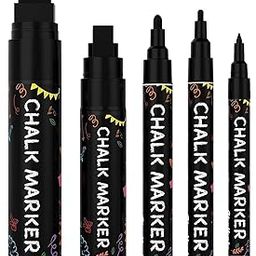 5 Black Chalkboard Chalk Pens - Black Dry Erase Markers for Blackboard, Chalkboard Signs, Windows, Glass | Variety Pack - Fine & Jumbo Size Ink Pen (1mm, 3mm, 6mm, 10mm, 15mm)-image-88
