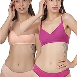 liigne Women Everyday Padded Bra Panty Set (Pack of 2) - This Lingerie Set Made of Pure Cotton-picture-12