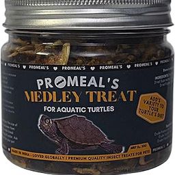Promeal Turtle and Tortoise Insect Medley Treat Nutritious Dried Mealworms, Superworms, Crickets & More - Natural, Protein-Rich Food Mix (70 Gm - 350 ML),All Life Stages-image-74