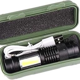 SAKEXA™ Havy Duty USB Rechargeabale Long Range LED Torch Light with 3 Different Mode Zooming Torch with Emergency Flash and Desk Mode Table lamp with Gift Box and Key Chain dori-38