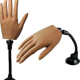 Silicone Practice Hand for Acrylic Nails, Flexible Bendable Female Mannequin Life Size Practice Hand with Stand for Nails Practice Nail Art Tools (Left hand)-picture-17