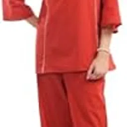 jisora Women's Red Embroidered Cotton Co-ord Set-picture-41