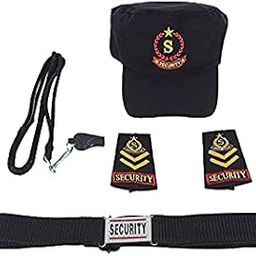 DeeNA UNIFORMS Security Guard Accessories Full Set - Black | Cap, Whistle with Lanyard, Shoulder Flap, Belt-image-1