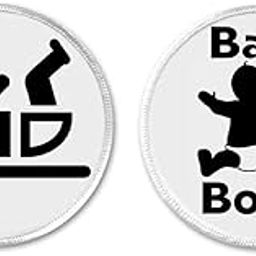 Set 2 Baby Themed 3" Sew On Patches Baby on Board / Diaper Changing Symbol Sign-image-2
