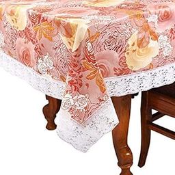 CASA-NEST Waterproof 4-6 Seater Dinning Table Cover with White Lace (54 W X 78 L inches) printed002(PVC, Rectangular, Pack of 1)-image-5