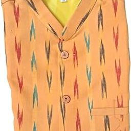 Pochampally Design Waist Coat for Men - Yellow Colour-picture-44
