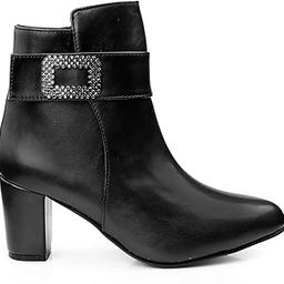 Women's Faux Leather Material Casual Formal Buckle And High Ankle Boot-image-92