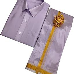 Men's Fashion Art Silk Shirt And Dhotis Combo - Full Sleeve-image-2