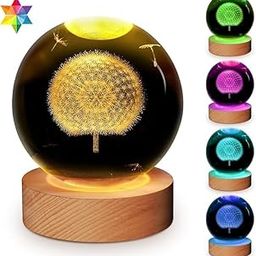 Nibbler 3D Galaxy Crystal Ball Night Lamp,Creative Engraved Crystal Ball Night Light, USB Table LED Ball for Home Office Decoration Birthday Gift Adults (Dandelion)-12