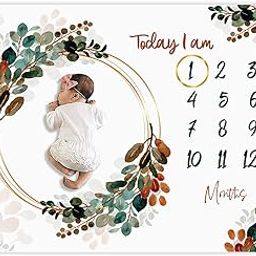Novo Baby Milestone Blanket & Props for Baby's |1 to 12 Months Prop |Ac Room Blanket for Summer | Infants Winter Blanket | Baby Bedding -90X120 (Gingham, White, Cotton Fabric & Fleece)-picture-27