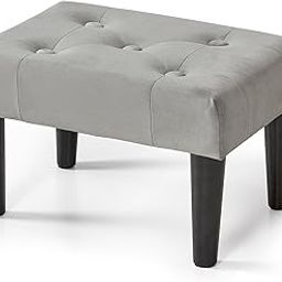 BRIAN & DANY Small Footstool Ottoman, Velvet Soft Foot Rest Seat with Wooden Legs, Step Stool for Living Room Entryway Office (Grey)-image-89
