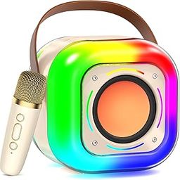HWWR Portable Karaoke Machine with Microphones, Wireless Karaoke PA System Bluetooth Speaker with Microphone & Double DJ Lights for Adults Kids Birthday Home Parties Gathering Outdoor Indoor-15