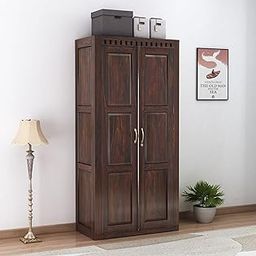 SONA ART & CRAFTS Solid Sheesham Wood 2 Door Wardrobe for Bedroom | Wooden Almirah for Clothes | Wooden Storage Cupboard | Walnut Finish (Kuber)-image-18