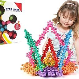 UCRAVO 50PCS STEM Building Blocks, Educational Toddlers Blocks Building Toys, Stacking Blocks Toys Discs Construction Set Interlocking Solid Plastic Creative Toys for Preschool Kids Boys and Girls-picture-7