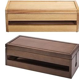 White Whale Cable Management Box Wooden Cord Organizer Box for Extension Cord Power Stripe Surge Protector Wire Management Concealer Organizer Cover Hider for Desktop Home Office Kitchen (Set of 2)-image-60