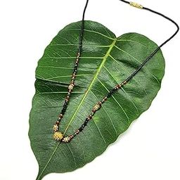 Golden Mangalsutra Women's Pride Gold Plated Big Mani Pendant Mangalsutra for Women 16-inch Length Multicolor Black Beads Single Line Layer Short Mangalsutra Necklace-image-56