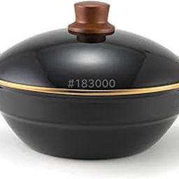 Fuji Enamel Earthenpot, Tabletop, 9.4 inches (24 cm), Lid Included, IH Gas Fire, Black, HD-24.BK-picture-16