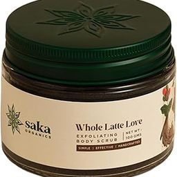 Saka Organics - Whole Latte Love | Handmade Exfoliating Coffee Body Scrub with Coconut Oil and Cocoa Butter | Natural Exfoliation for All Skin Types | Soft, Refreshed, and Rejuvenated Skin | (100 gm)-picture-0