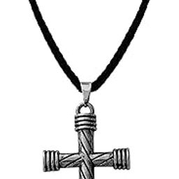 Religious Lord Jesus Christ Cross Silver Metal,Cotton Dori Pendant Necklace Chain For Men And Women SPn2024234-image-98