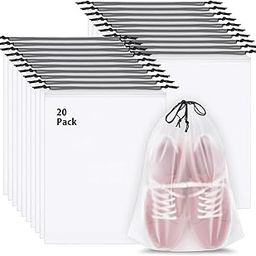 Pack of 20 Shoe Bags for Travel, Clear Travel Shoe Bags for Packing, Large Waterproof Portable Drawstring Travel Shoe Storage Bag Travel Essentials for Men and Women-image-87