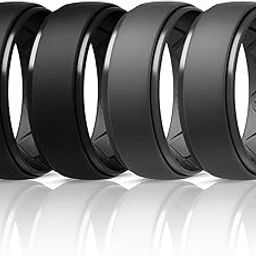 Silicone Ring for Men, Dual-Tone Breathable Mens' Rubber Bands - One Ring with Two Color-image-22