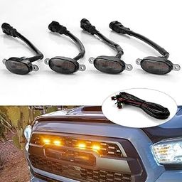 CLOUDSALE 4 Pieces Smoked LED Lens Front Grille Running Light universal for car-15