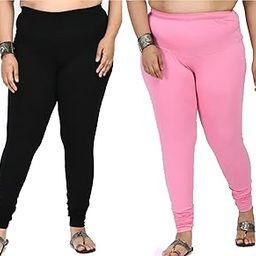 Womens Oversize Leggings Full Length-Pack of 2-Black,Light Pink-image-83