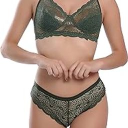 Cotton Lycra Net Bra Panty Set for Women, Non-Padded, Non-Wired, Seamed, Floral Print, Multi-Color, Cup-B, See Main Image to Check How Many Sets You Will Get-image-1