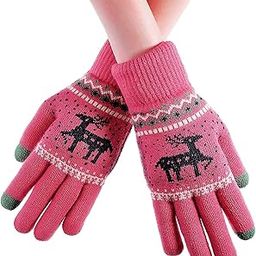 Knitted Thick Gloves For Men & Women Christmas Deer Printed Warm Autumn Winter Full finger Gloves to Style(Single Pair-Free Size)-image-32