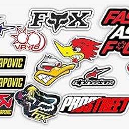 Super Bikers Racing Sticker Set for The Bold Rider-Fox, Akrapovic - Waterproof Vinyl - Maximum Attention - Residue - Free Removal - Self adhersive (Pack of 16) - TRI SRI Stickers-24
