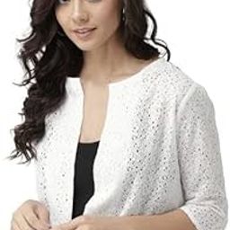 Women's Cotton Open Front 3/4th Sleeve Regular Fit Shrug-image-15
