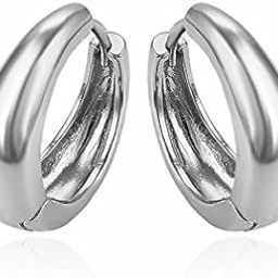 Big Kaju Bali's Smooth Silver White Gold Huggie Hoop Earring For Men -20Mm-image-65